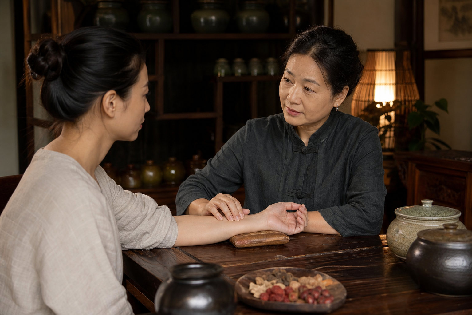 Traditional Chinese wellness pulse consultation