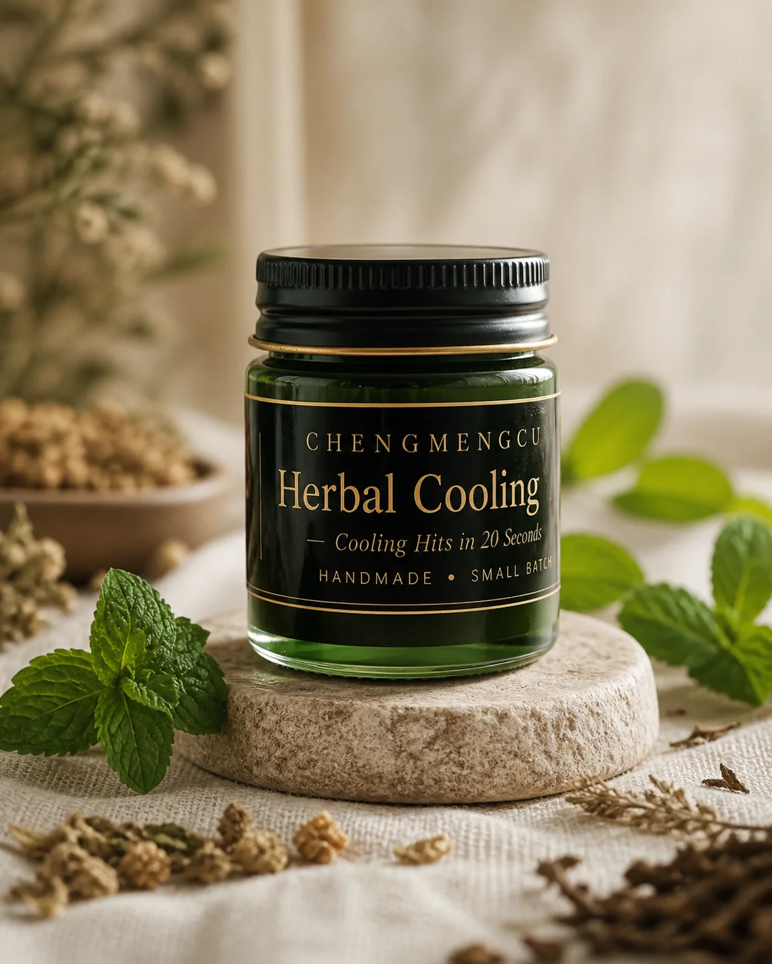 Handcrafted Herbal Cooling Balm product jar