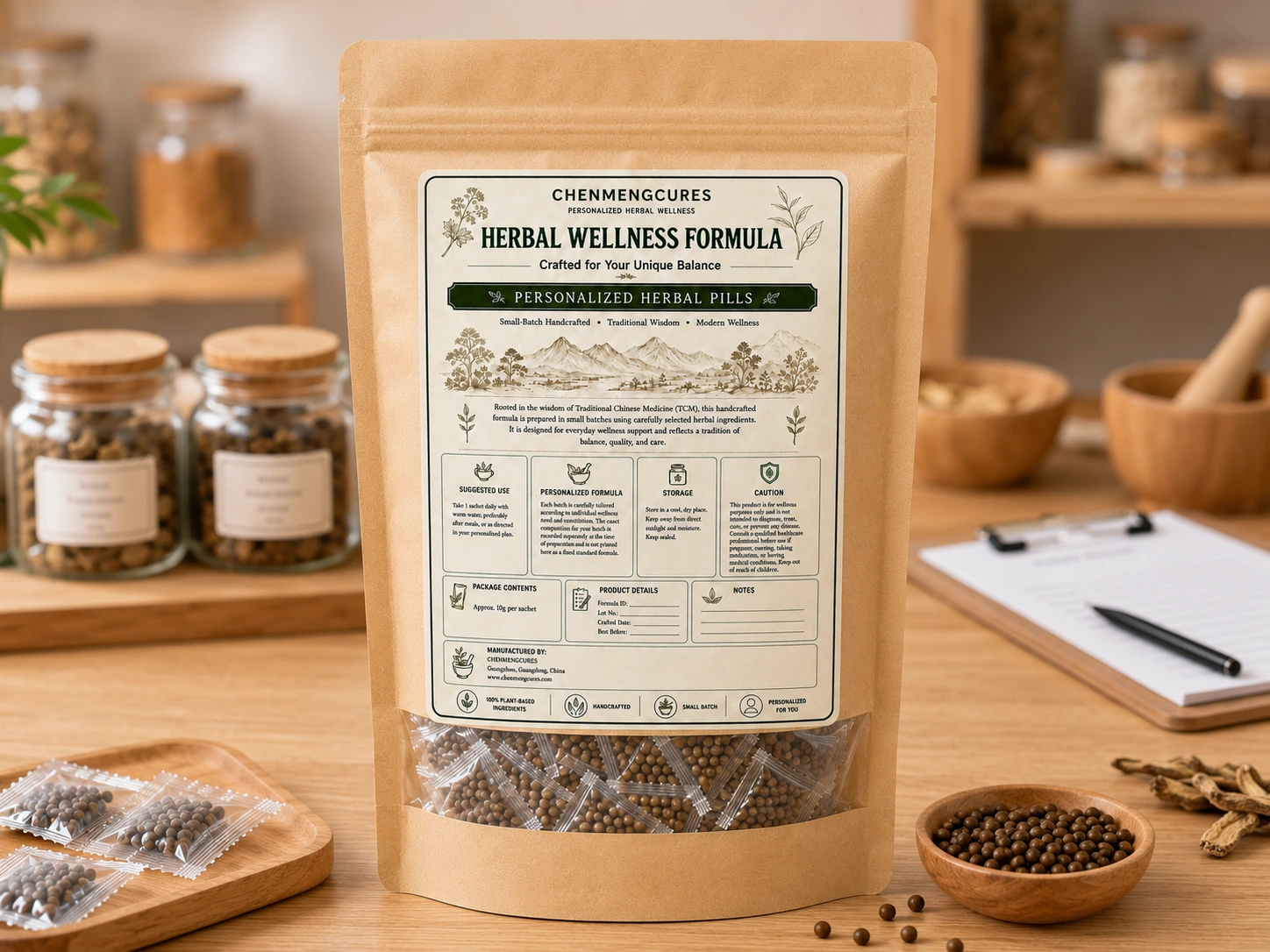 Finished herbal pills ready for you