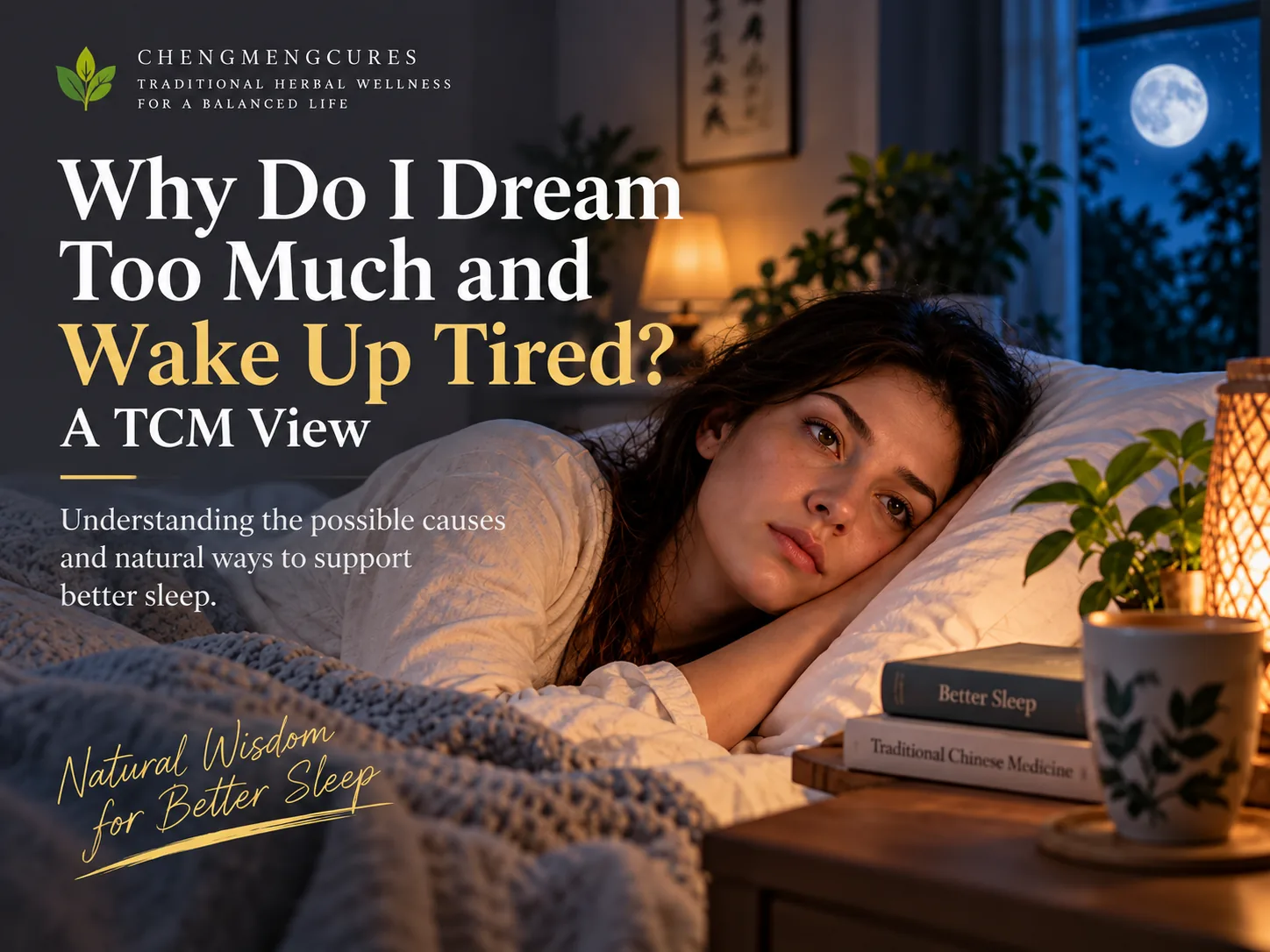 Person resting after vivid dreams and thinking I dream too much and wake up tired
